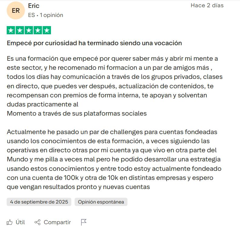 Opiniones de alumnos de Tradeando de Enrique Moris
